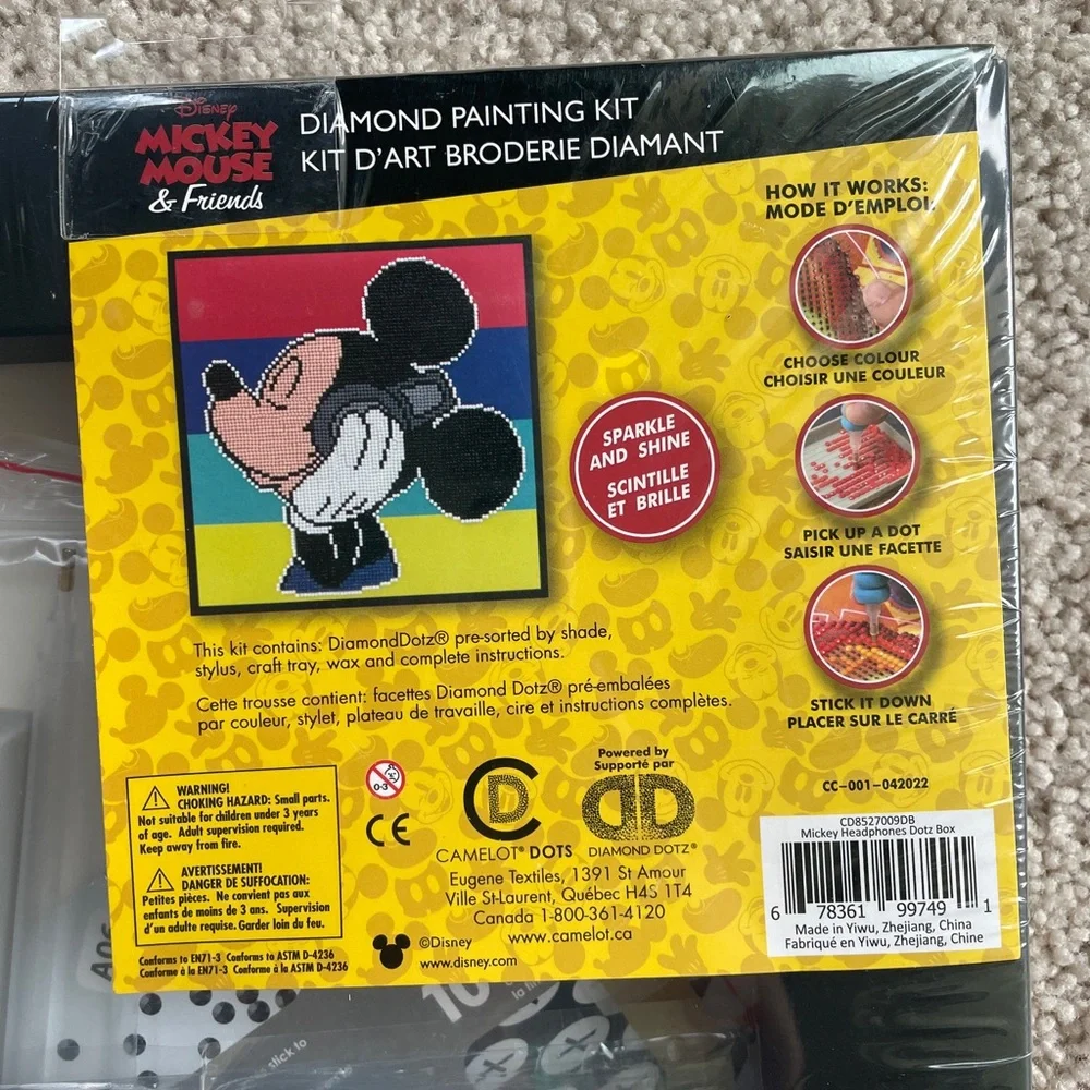 Disney Mickey Mouse Diamond Art Crafts Decor 11x11 Artwork Painting Kit